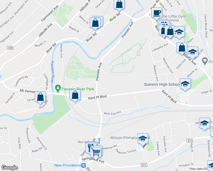 map of restaurants, bars, coffee shops, grocery stores, and more near 8 Carleen Court in Summit
