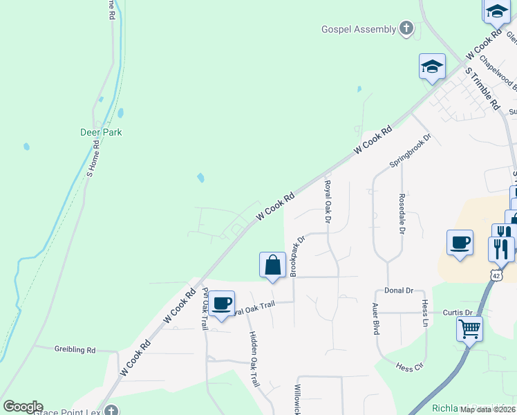 map of restaurants, bars, coffee shops, grocery stores, and more near 1500 Bridgewater Way North in Mansfield