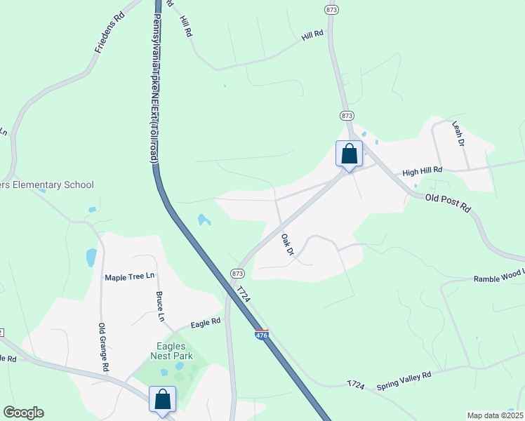 map of restaurants, bars, coffee shops, grocery stores, and more near 3618 Church Street in Slatington