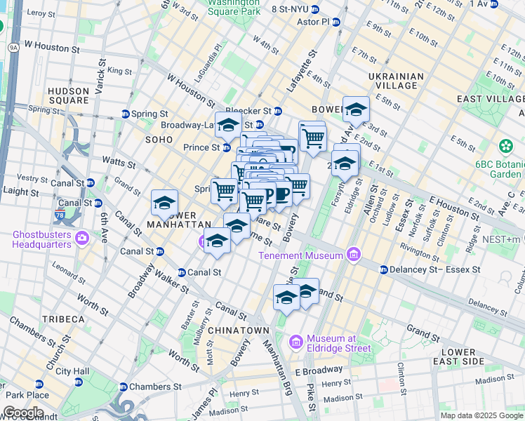 map of restaurants, bars, coffee shops, grocery stores, and more near in New York