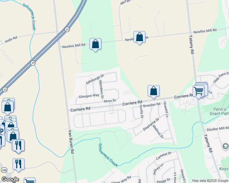map of restaurants, bars, coffee shops, grocery stores, and more near 11 Devonshire Drive in Easton