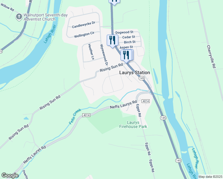 map of restaurants, bars, coffee shops, grocery stores, and more near in Laurys Station