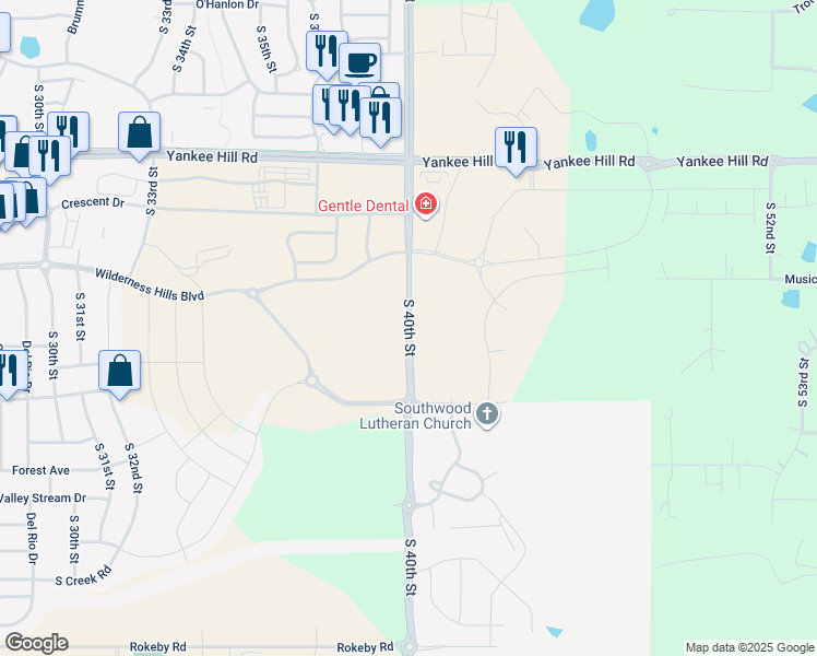 map of restaurants, bars, coffee shops, grocery stores, and more near 9015 South 40th Street in Lincoln