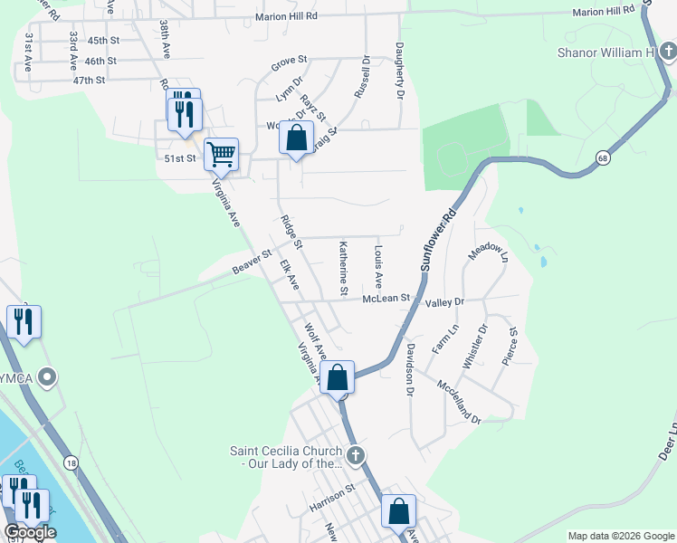 map of restaurants, bars, coffee shops, grocery stores, and more near 778 Katherine Street in Rochester