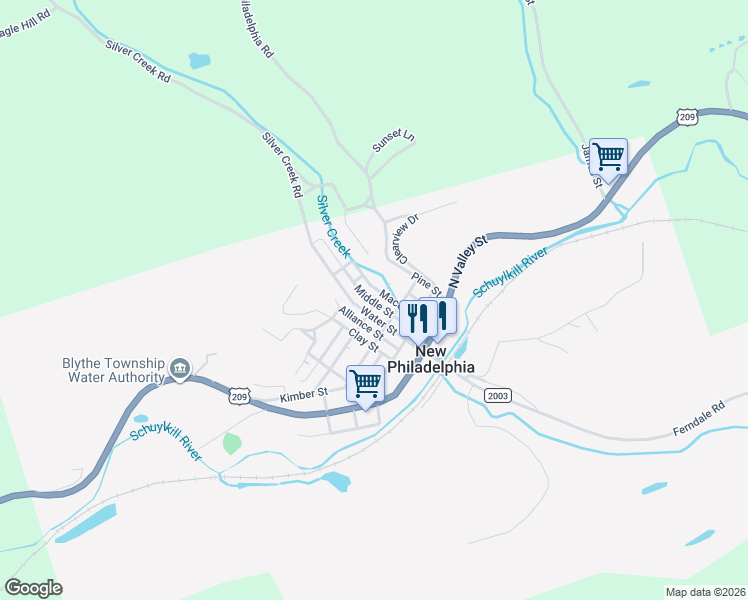 map of restaurants, bars, coffee shops, grocery stores, and more near 2 Wiggan Street in New Philadelphia