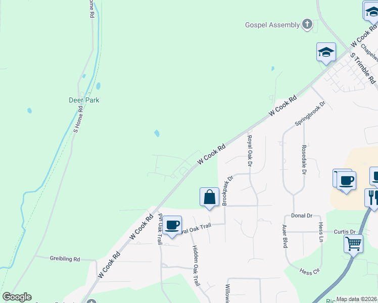 map of restaurants, bars, coffee shops, grocery stores, and more near 1500 Bridgewater Way North in Mansfield