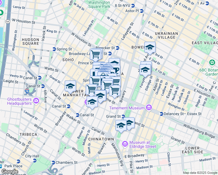 map of restaurants, bars, coffee shops, grocery stores, and more near in New York