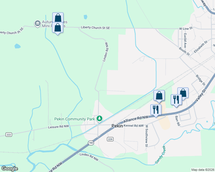 map of restaurants, bars, coffee shops, grocery stores, and more near 10009 Linden Road Northwest in Minerva