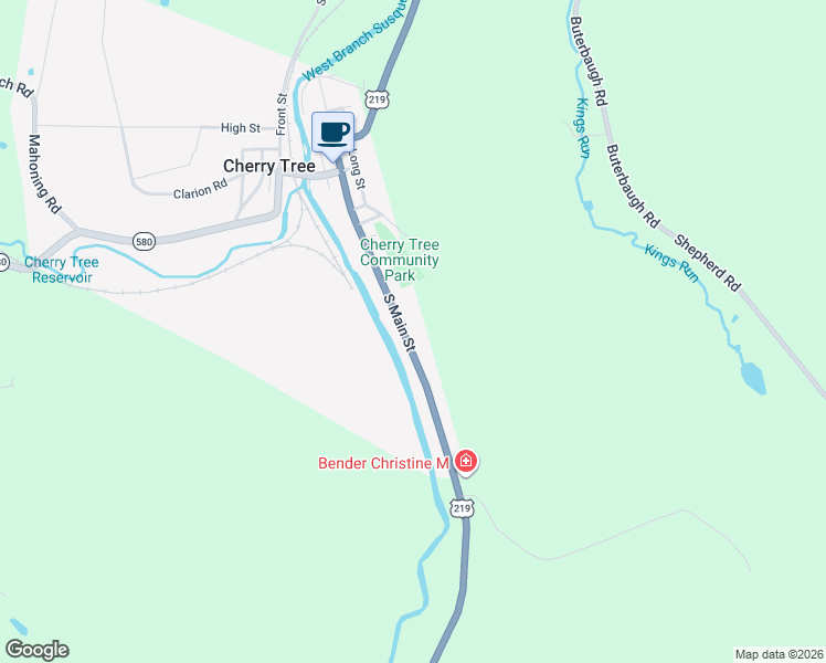 map of restaurants, bars, coffee shops, grocery stores, and more near 550 South Main Street in Cherry Tree