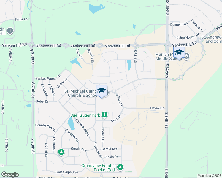 map of restaurants, bars, coffee shops, grocery stores, and more near 7811 Maxine Drive in Lincoln
