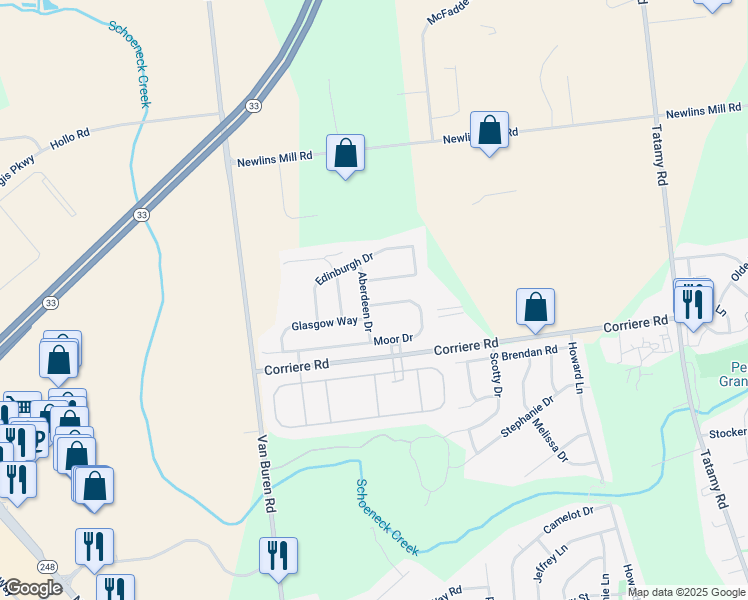 map of restaurants, bars, coffee shops, grocery stores, and more near 3 Moor Drive in Easton