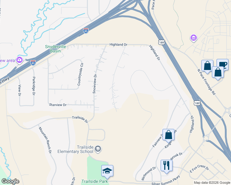 map of restaurants, bars, coffee shops, grocery stores, and more near 6290 Mountain View Drive in Park City