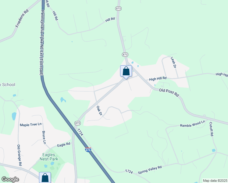 map of restaurants, bars, coffee shops, grocery stores, and more near 6739 Pennsylvania 873 in Slatington