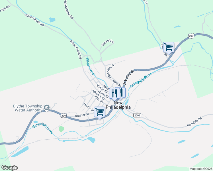 map of restaurants, bars, coffee shops, grocery stores, and more near 2 Wiggan Street in New Philadelphia