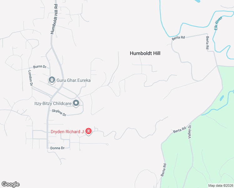 map of restaurants, bars, coffee shops, grocery stores, and more near 6991 Linda Road in Eureka