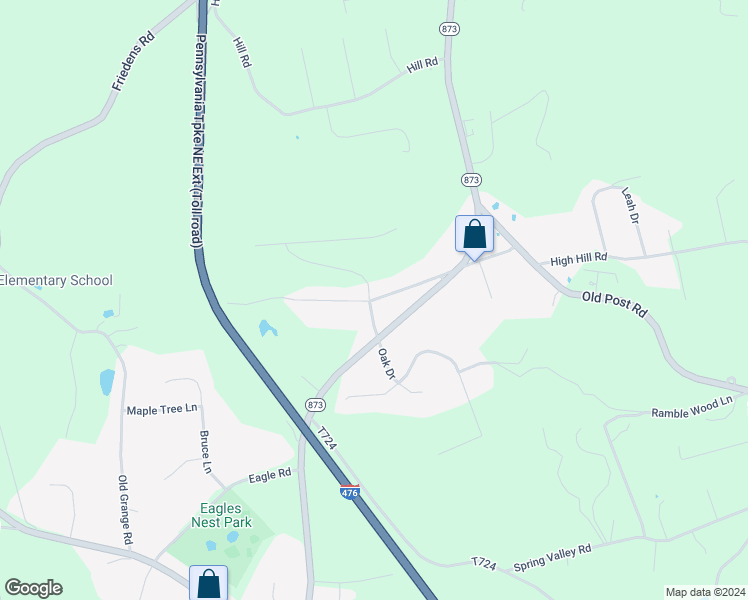 map of restaurants, bars, coffee shops, grocery stores, and more near 3539 Church Street in Slatington