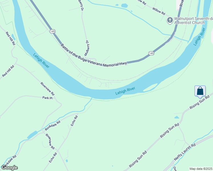 map of restaurants, bars, coffee shops, grocery stores, and more near 4513 3 Mile Lane in Walnutport