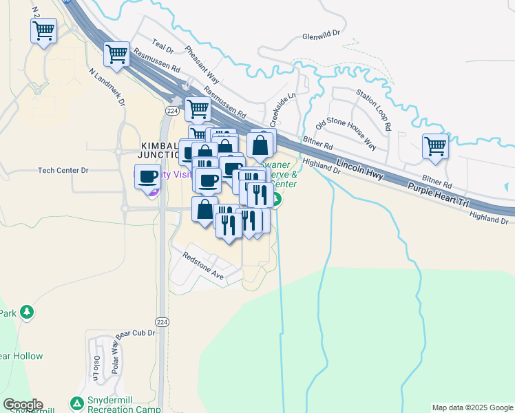 map of restaurants, bars, coffee shops, grocery stores, and more near 1208 Center Drive in Park City