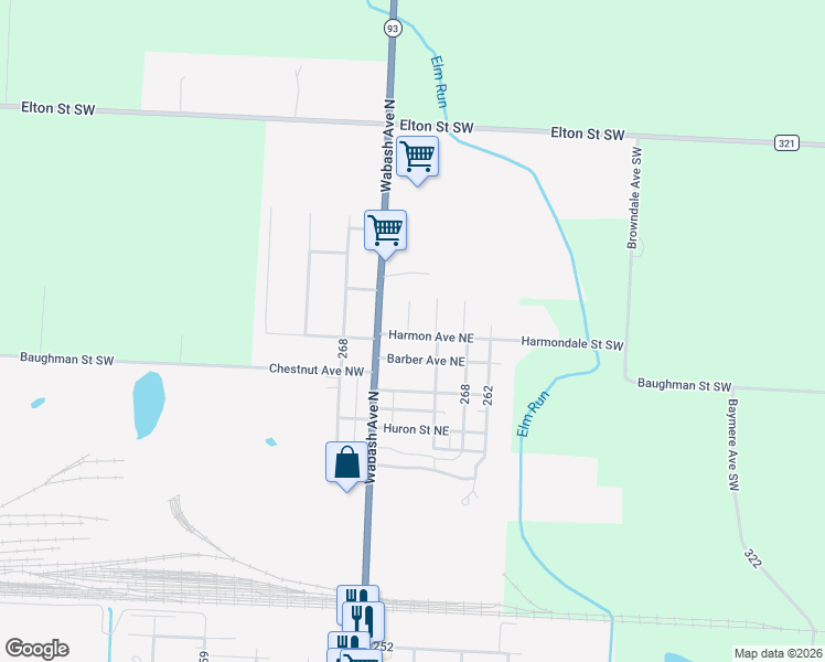 map of restaurants, bars, coffee shops, grocery stores, and more near 221 Harmon Avenue Northeast in Brewster