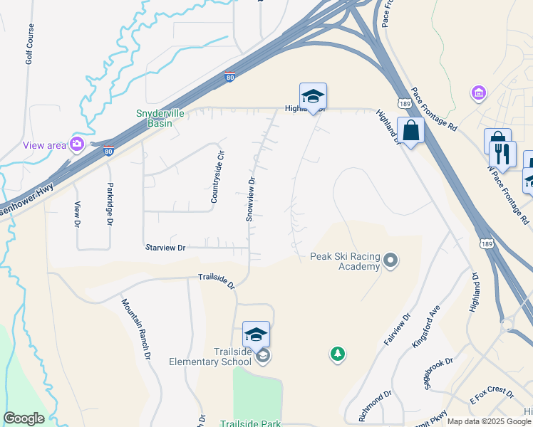 map of restaurants, bars, coffee shops, grocery stores, and more near 6260 Snow View Drive in Park City