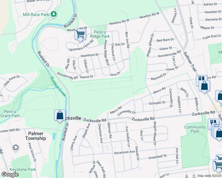 map of restaurants, bars, coffee shops, grocery stores, and more near 1300 Knollwood Drive in Easton