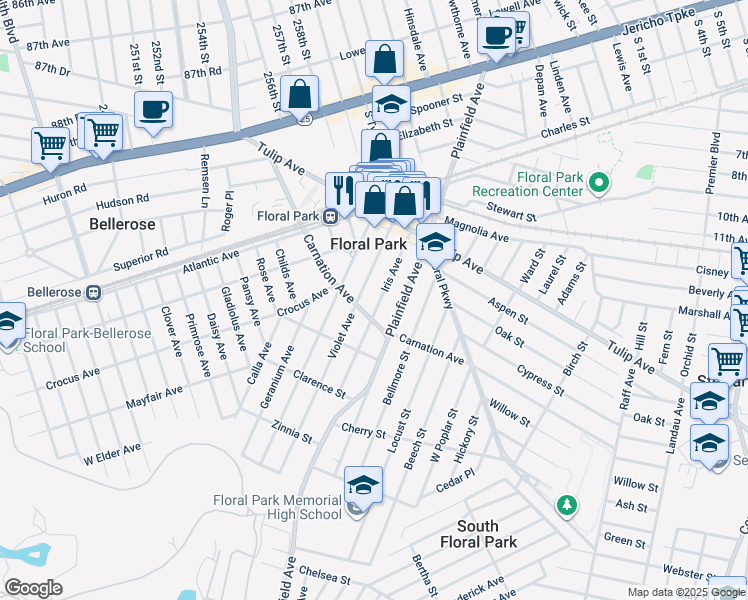 map of restaurants, bars, coffee shops, grocery stores, and more near in Nassau County