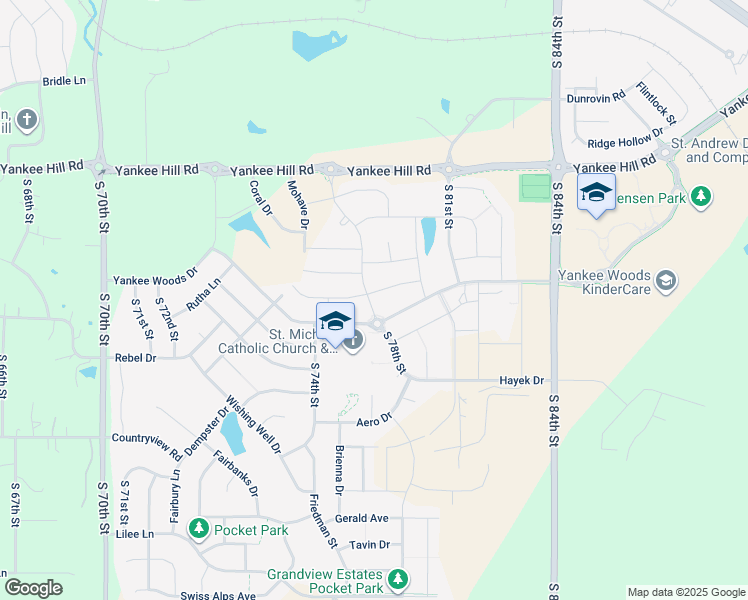 map of restaurants, bars, coffee shops, grocery stores, and more near 7811 Maxine Drive in Lincoln