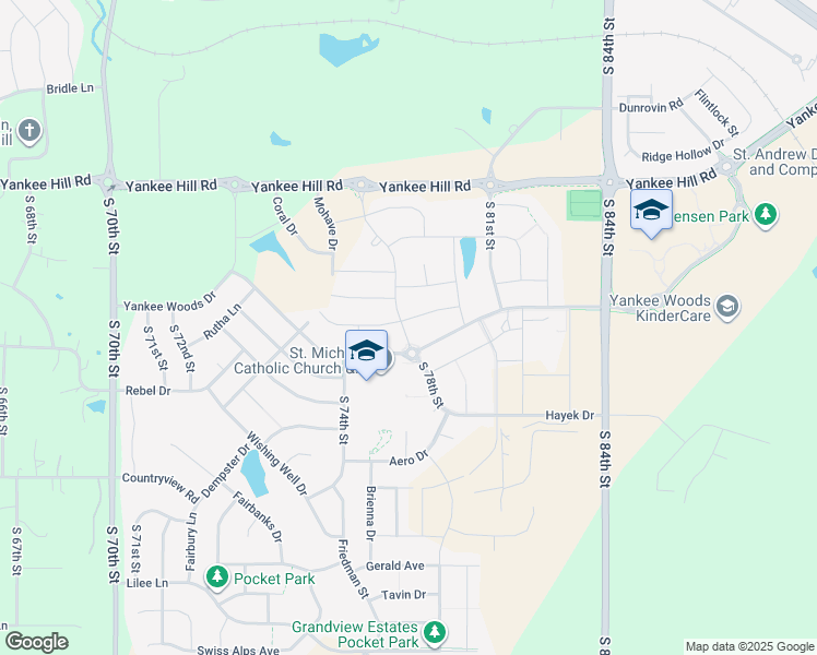 map of restaurants, bars, coffee shops, grocery stores, and more near 7811 Maxine Drive in Lincoln