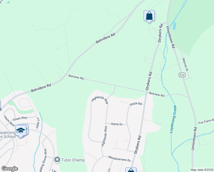 map of restaurants, bars, coffee shops, grocery stores, and more near 136 Belview Road in Phillipsburg