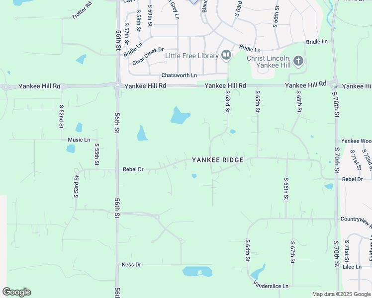 map of restaurants, bars, coffee shops, grocery stores, and more near 6100 Rebel Drive in Lincoln