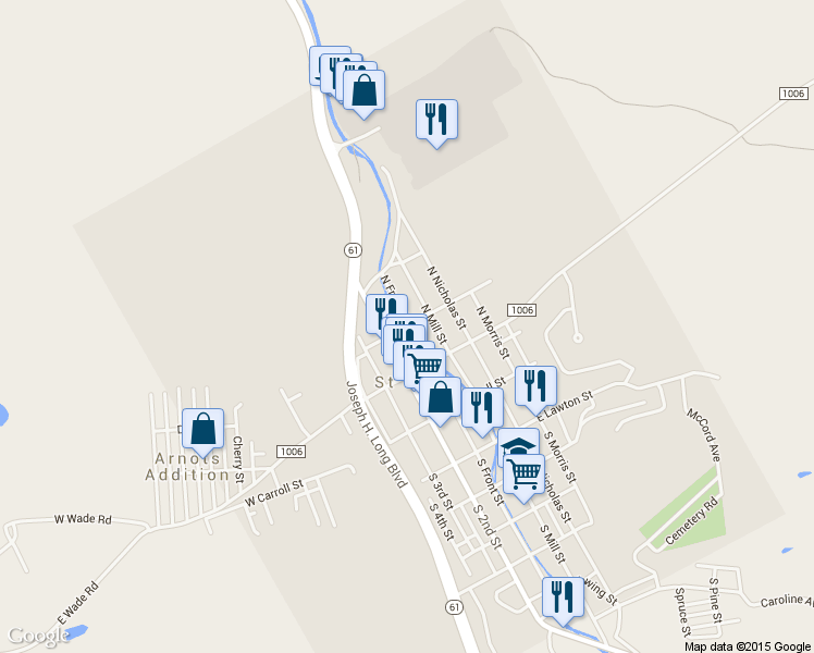 map of restaurants, bars, coffee shops, grocery stores, and more near 89 East Franklin Street in Saint Clair
