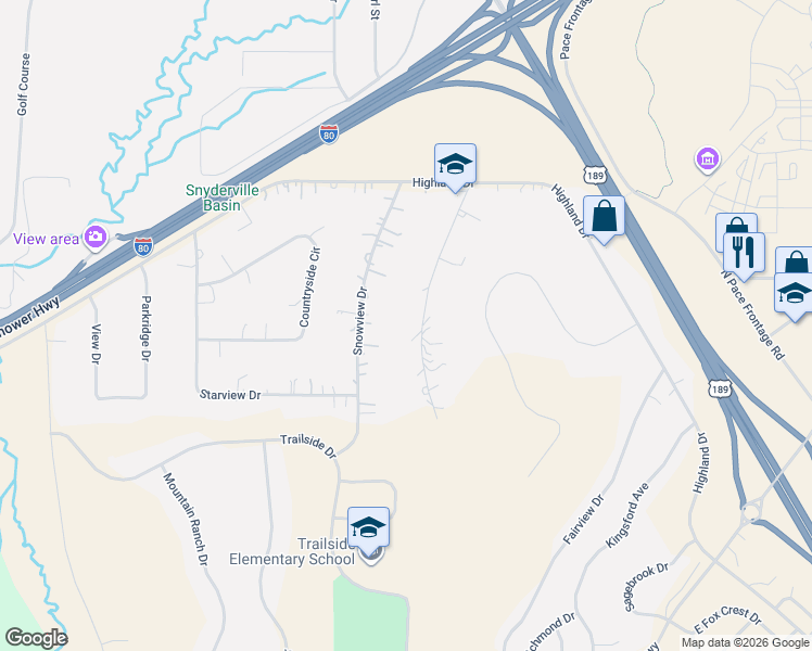 map of restaurants, bars, coffee shops, grocery stores, and more near 6290 Mountain View Drive in Park City