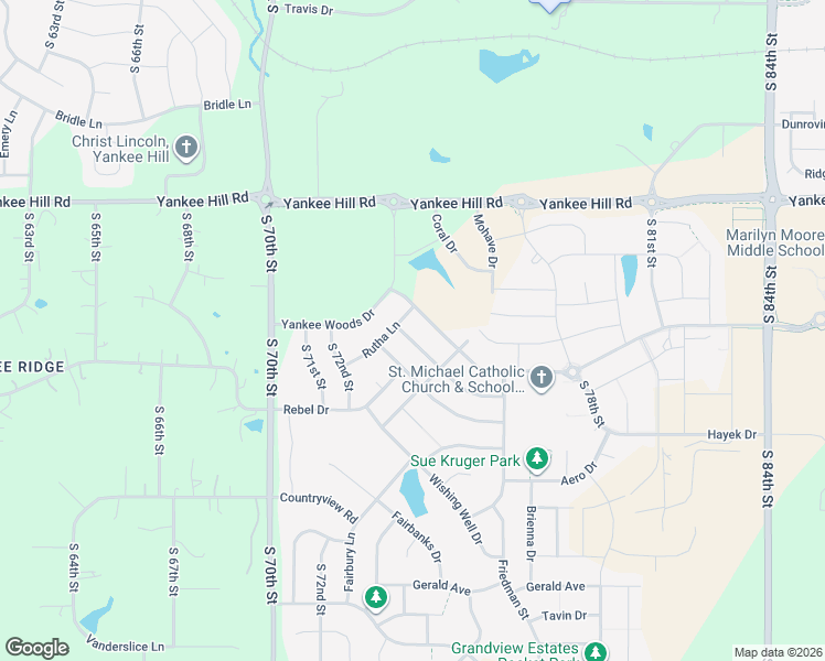 map of restaurants, bars, coffee shops, grocery stores, and more near 7282 Rachel Road in Lincoln