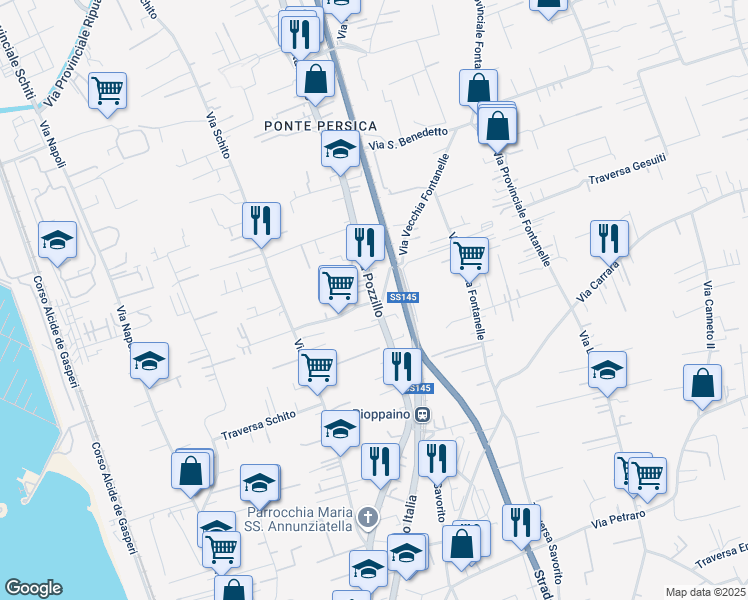 map of restaurants, bars, coffee shops, grocery stores, and more near 359 Via Pioppaino in Castellammare di Stabia