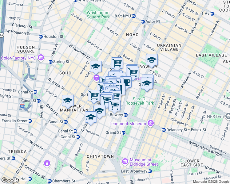 map of restaurants, bars, coffee shops, grocery stores, and more near in New York