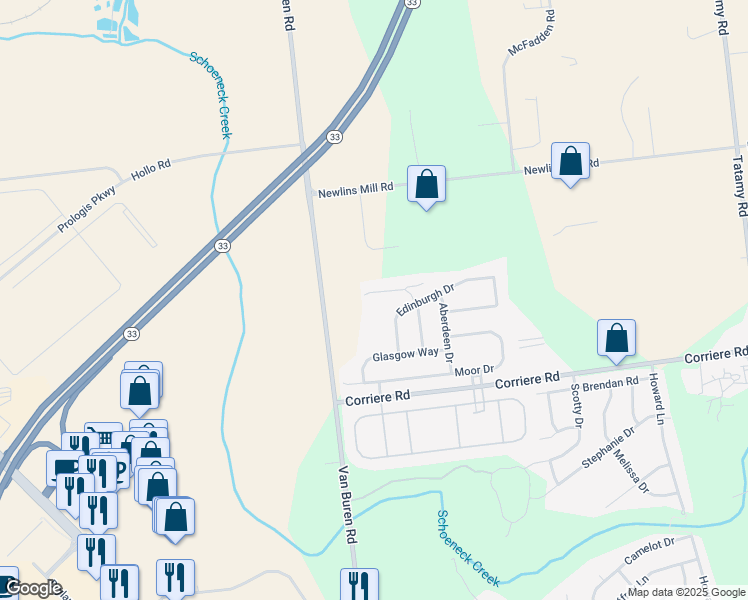 map of restaurants, bars, coffee shops, grocery stores, and more near 44 Inverness Lane in Easton