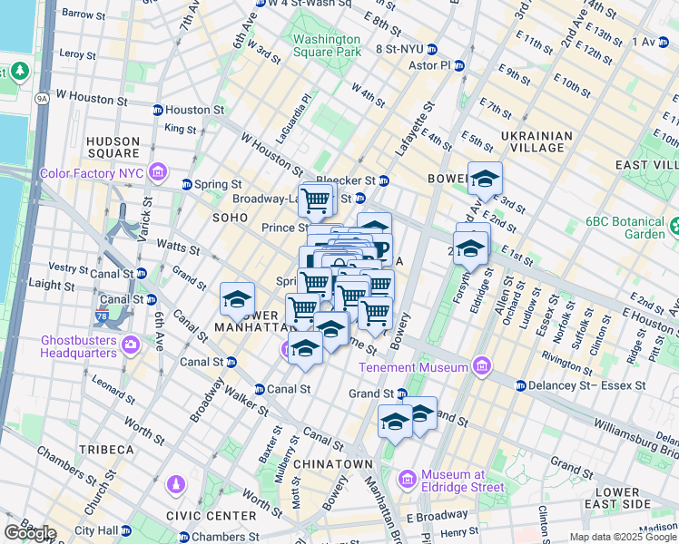 map of restaurants, bars, coffee shops, grocery stores, and more near in New York