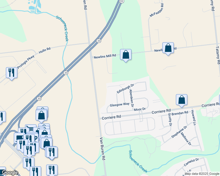 map of restaurants, bars, coffee shops, grocery stores, and more near 44 Inverness Lane in Easton