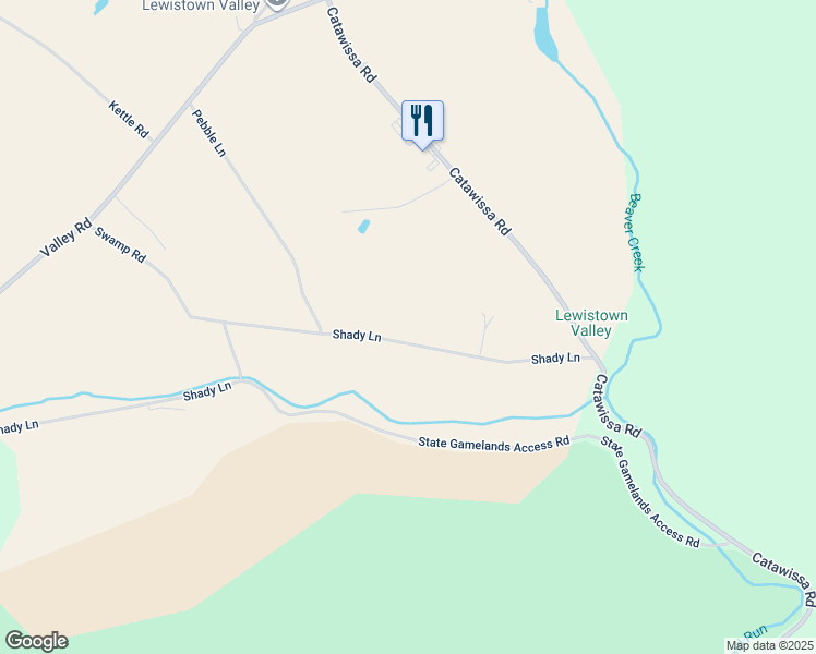 map of restaurants, bars, coffee shops, grocery stores, and more near 1293 Shady Lane in Tamaqua