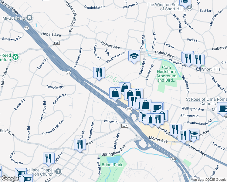 map of restaurants, bars, coffee shops, grocery stores, and more near 806 Morris Turnpike in Essex County