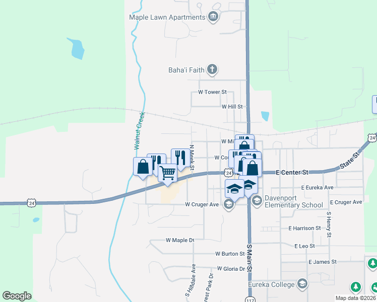 map of restaurants, bars, coffee shops, grocery stores, and more near 510 Sunset Drive in Eureka