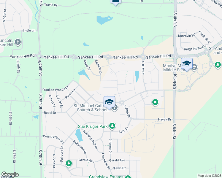 map of restaurants, bars, coffee shops, grocery stores, and more near 8760 South 78th Street in Lincoln