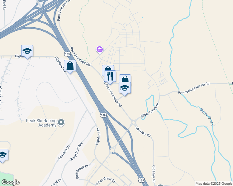 map of restaurants, bars, coffee shops, grocery stores, and more near 6400 North Business Loop Road in Park City