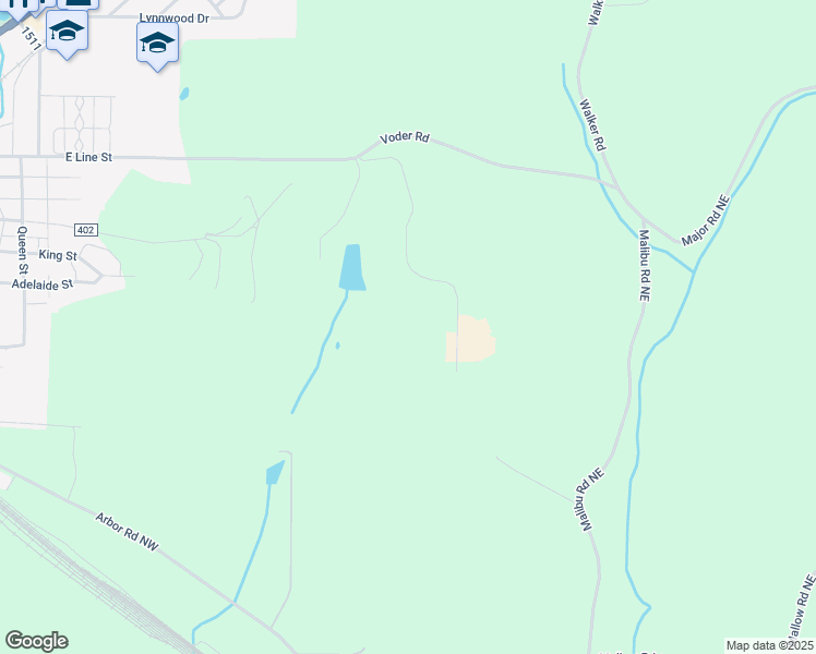 map of restaurants, bars, coffee shops, grocery stores, and more near 10201 Great Trail Drive in Minerva