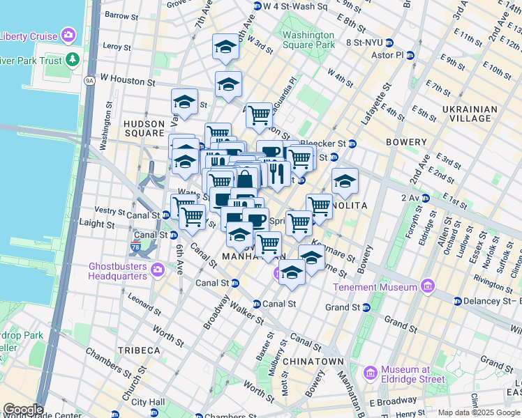 map of restaurants, bars, coffee shops, grocery stores, and more near in New York