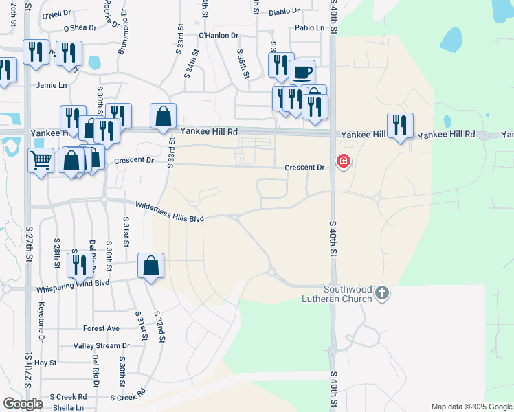 map of restaurants, bars, coffee shops, grocery stores, and more near 8831 South 37th Street in Lincoln