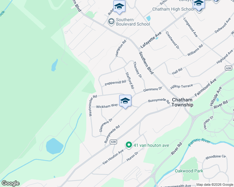 map of restaurants, bars, coffee shops, grocery stores, and more near 16 Westminster Road in Chatham Township