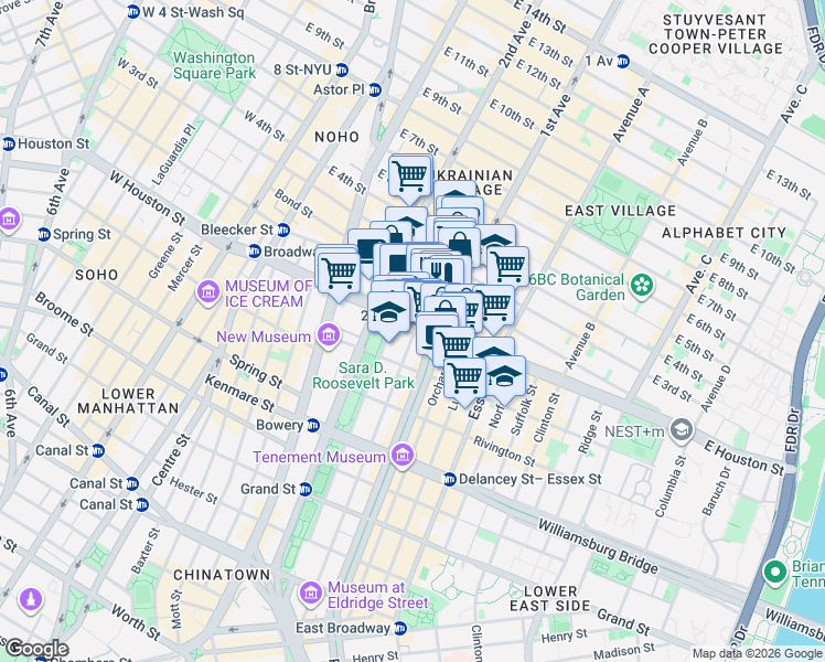 map of restaurants, bars, coffee shops, grocery stores, and more near in New York