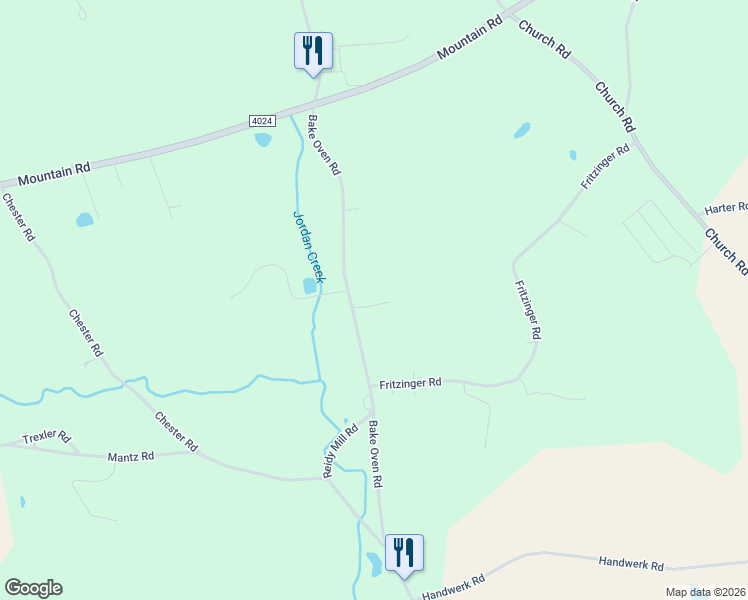 map of restaurants, bars, coffee shops, grocery stores, and more near 8059 Bake Oven Road in Germansville