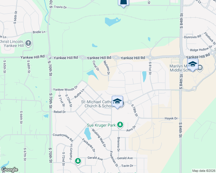map of restaurants, bars, coffee shops, grocery stores, and more near 8801 Mohave Drive in Lincoln